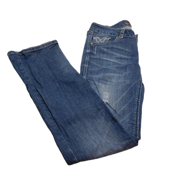 Women's Philanthropie Denim Distressed  Blue Jeans Sz.11/12  Rhinestone Pockets - Picture 6 of 9